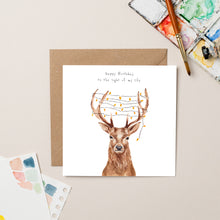 Load image into Gallery viewer, Deer in Fairy Lights card - lil wabbit