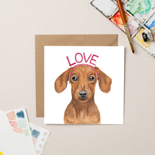 Load image into Gallery viewer, Dachshund Love card - lil wabbit