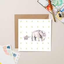 Load image into Gallery viewer, Baby and Parent Elephant card - lil wabbit