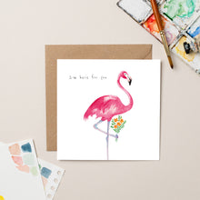 Load image into Gallery viewer, Flamingo with Flowers card - lil wabbit