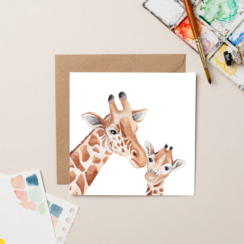 Baby and Parent Giraffe card - lil wabbit