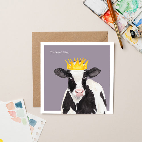 King Cow Birthday card - lil wabbit