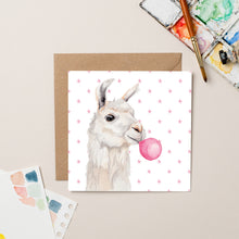 Load image into Gallery viewer, Llama with Bubblegum card - lil wabbit
