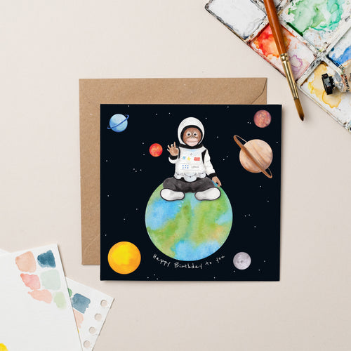 Oliver in Space Birthday card - lil wabbit