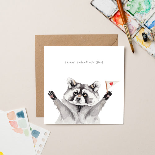 Raccoon Valentine card - lil wabbit