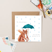 Load image into Gallery viewer, Squirrel with an Umbrella card - lil wabbit
