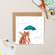 Load image into Gallery viewer, Squirrel with an Umbrella card - lil wabbit