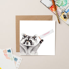 Load image into Gallery viewer, Good Luck Raccoon card - lil wabbit