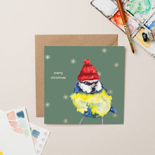 Load image into Gallery viewer, Gold Foil Blue Tit Christmas Card - lil wabbit