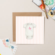 Load image into Gallery viewer, Pink Star Baby Grow card