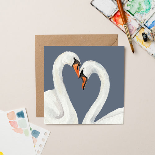 Swan Love Birds card - lil wabbit