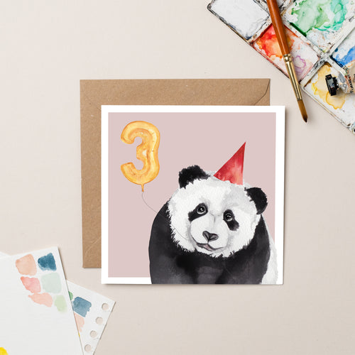 Panda 3rd Birthday card - lil wabbit