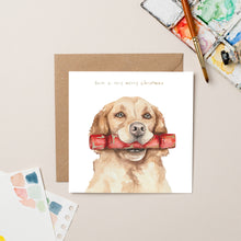 Load image into Gallery viewer, Golden Retriever Christmas card with Gold Foil - lil wabbit