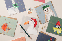Load image into Gallery viewer, Gold Foil Bird 8 Card Christmas Bundle - lil wabbit