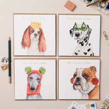 Load image into Gallery viewer, Collie with Bow Christmas card with Gold Foil - lil wabbit