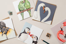 Load image into Gallery viewer, Swan Love Birds card - lil wabbit
