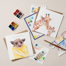 Load image into Gallery viewer, Baby and Parent Giraffe card - lil wabbit
