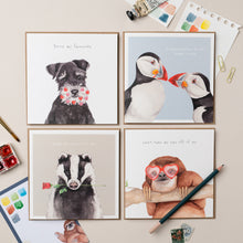Load image into Gallery viewer, Sloth in Heart Glasses card - lil wabbit