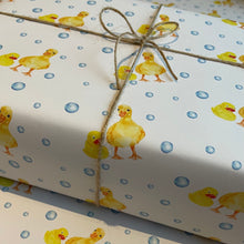 Load image into Gallery viewer, Duck with Rubber Duck Wrapping Paper Sheet - lil wabbit
