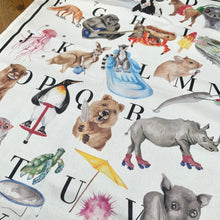 Load image into Gallery viewer, Animal Alphabet Tea Towel - lil wabbit
