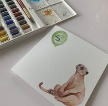 Load image into Gallery viewer, Meerkat 5th Birthday Balloon card - lil wabbit