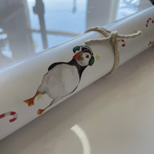 Load image into Gallery viewer, Puffin in Ear Muffs Wrapping Paper Sheet - lil wabbit