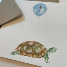 Load image into Gallery viewer, Tortoise 1st Birthday Balloon card - lil wabbit