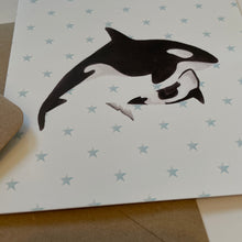Load image into Gallery viewer, Baby and Parent Orca card - Lil Wabbit