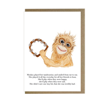 Load image into Gallery viewer, Monkey with Tambourine card - lil wabbit
