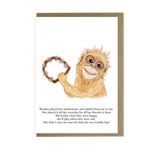 Load image into Gallery viewer, Monkey with Tambourine card - lil wabbit