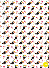 Load image into Gallery viewer, Wrapping paper with painted toucan design and cocktail background
