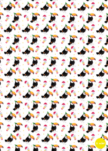 Load image into Gallery viewer, Wrapping paper with painted toucan design and cocktail background