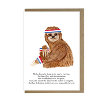 Load image into Gallery viewer, Sloth working out card - lil wabbit