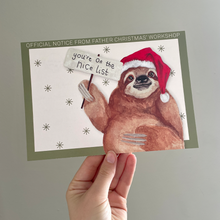 Load image into Gallery viewer, Father Christmas Sloth Postcard - lil wabbit