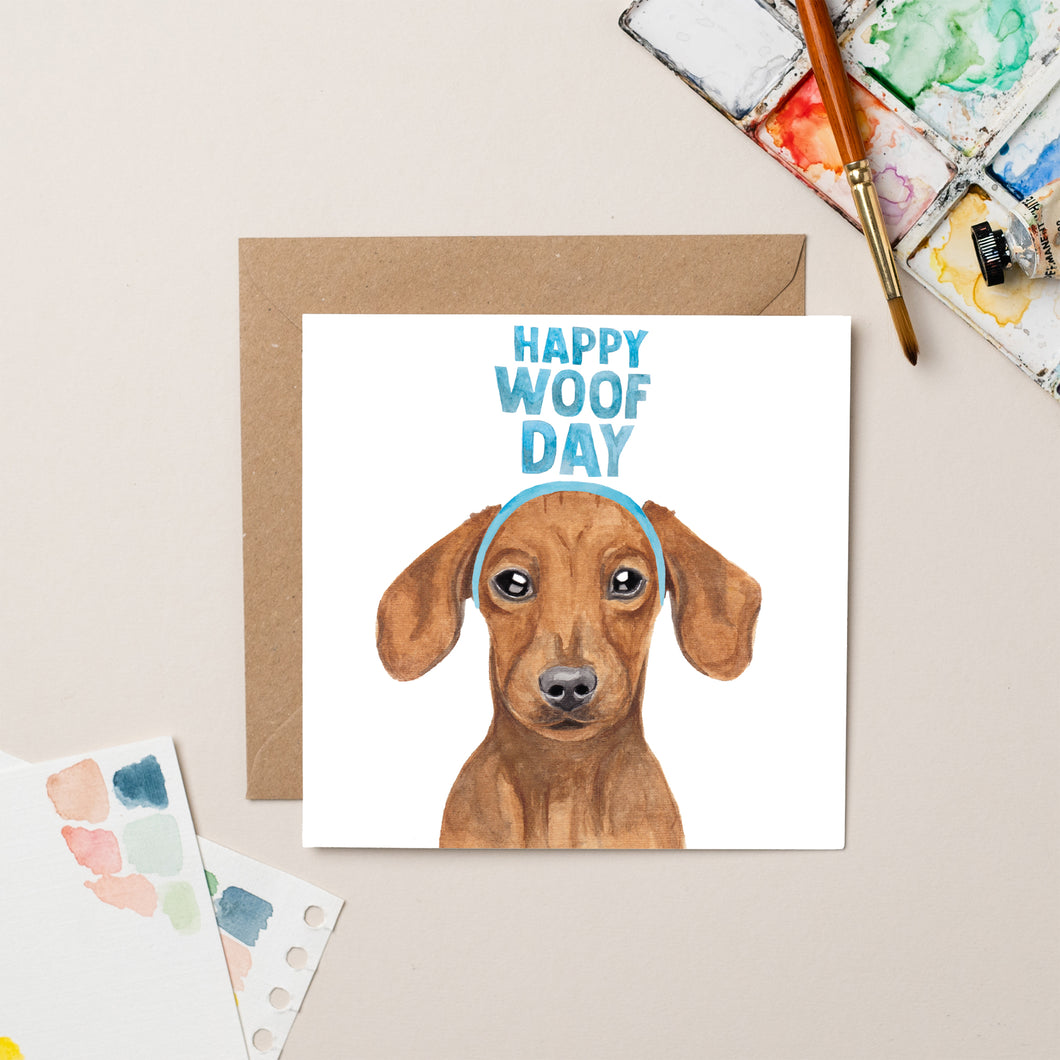 Happy Woofday Dachshund Birthday card - lil wabbit