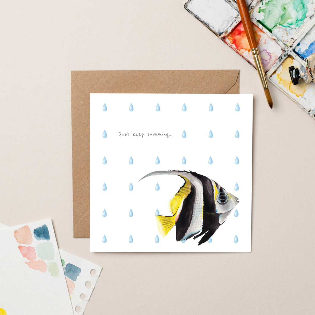 Just Keep Swimming Fish Card - lil wabbit