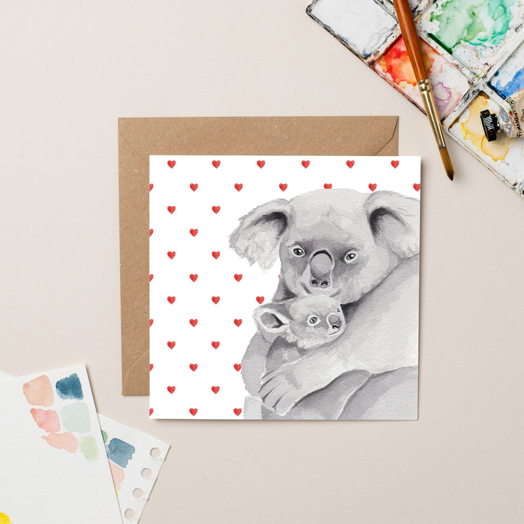 Baby and Parent Koala card - lil wabbit