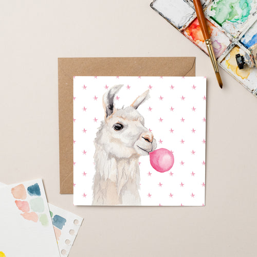 Llama with Bubblegum card - lil wabbit