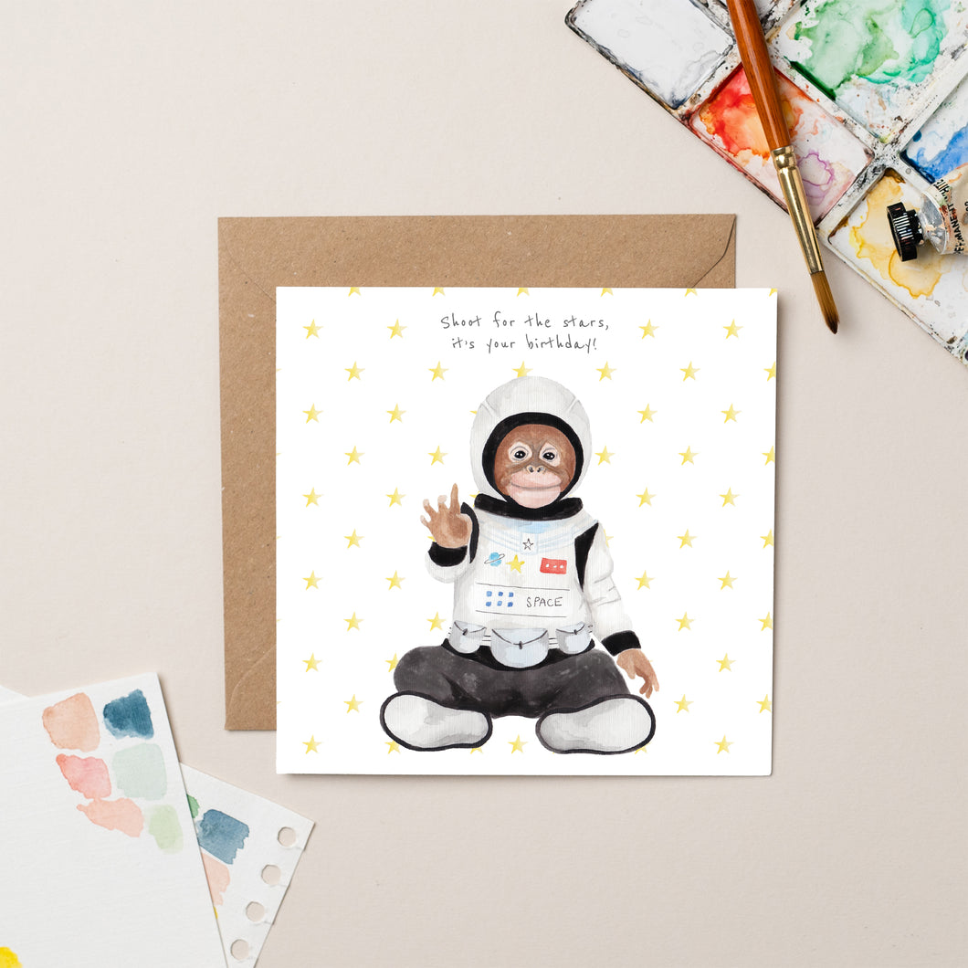 Oliver the Astronaut card - lil wabbit