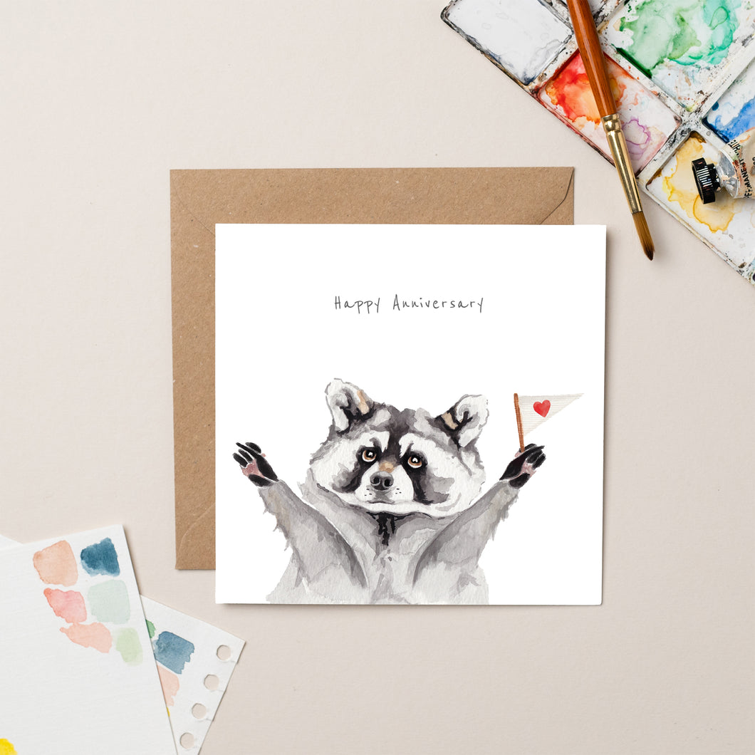 Raccoon Anniversary card - lil wabbit