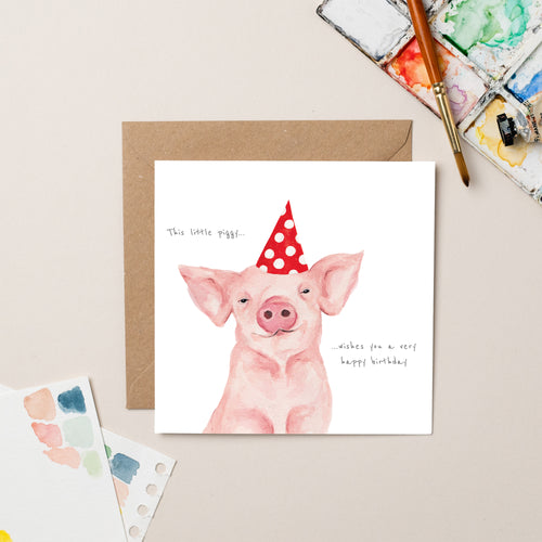 This Little Piggy Birthday card - lil wabbit