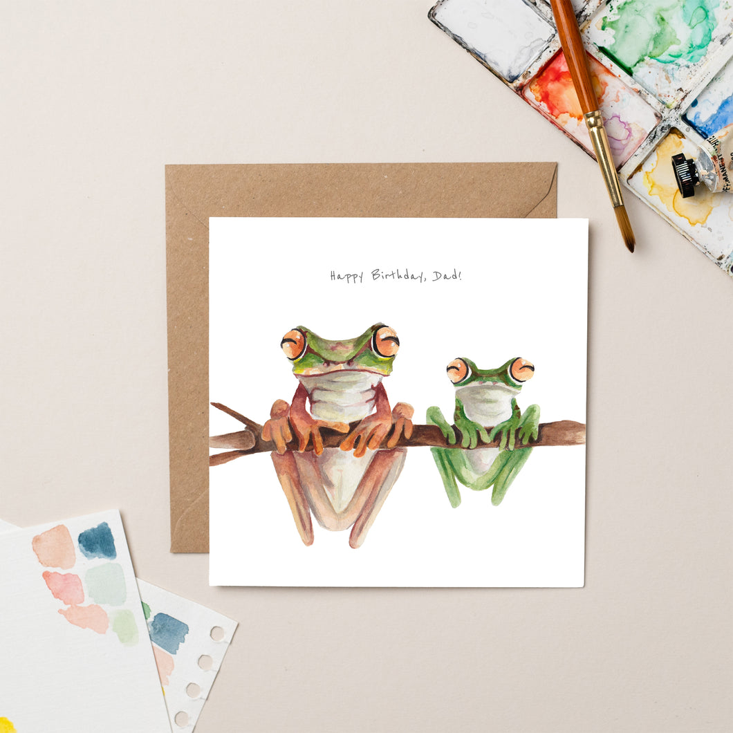 Frog Happy Birthday Dad card - lil wabbit