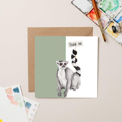 Lemur Thank You card - lil wabbit