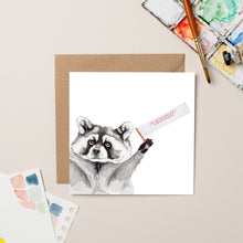 Load image into Gallery viewer, Good Luck Raccoon card - lil wabbit
