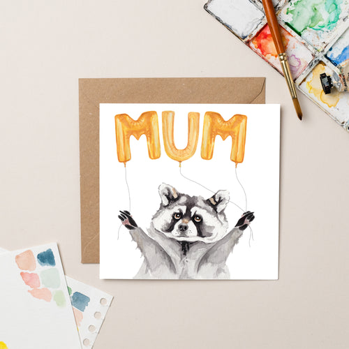 Mother's Day Raccoon card - lil wabbit