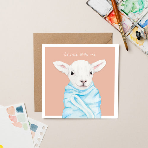 Baby Lamb with Pink card - Lil Wabbit