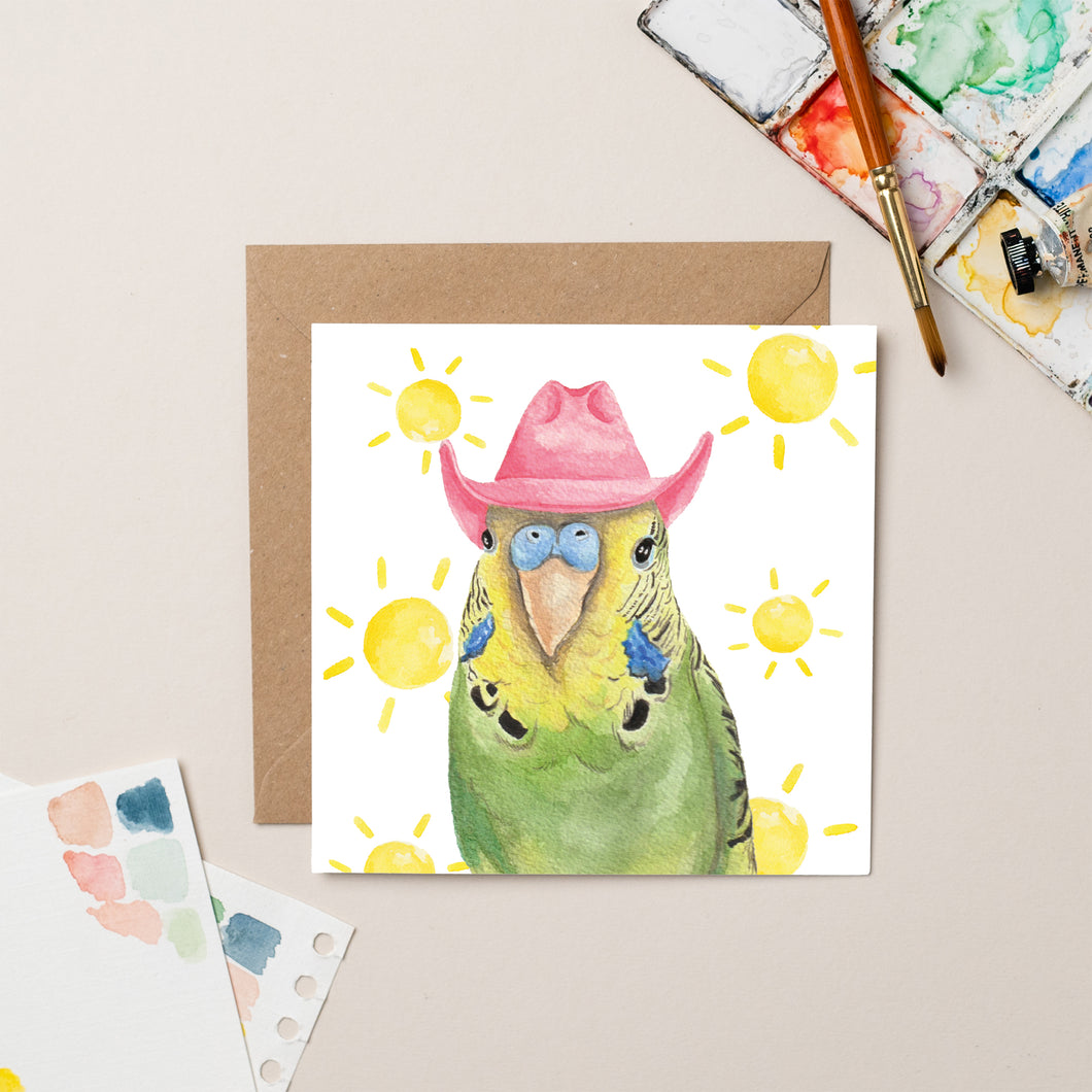 Cowboy Bird Card - lil wabbit
