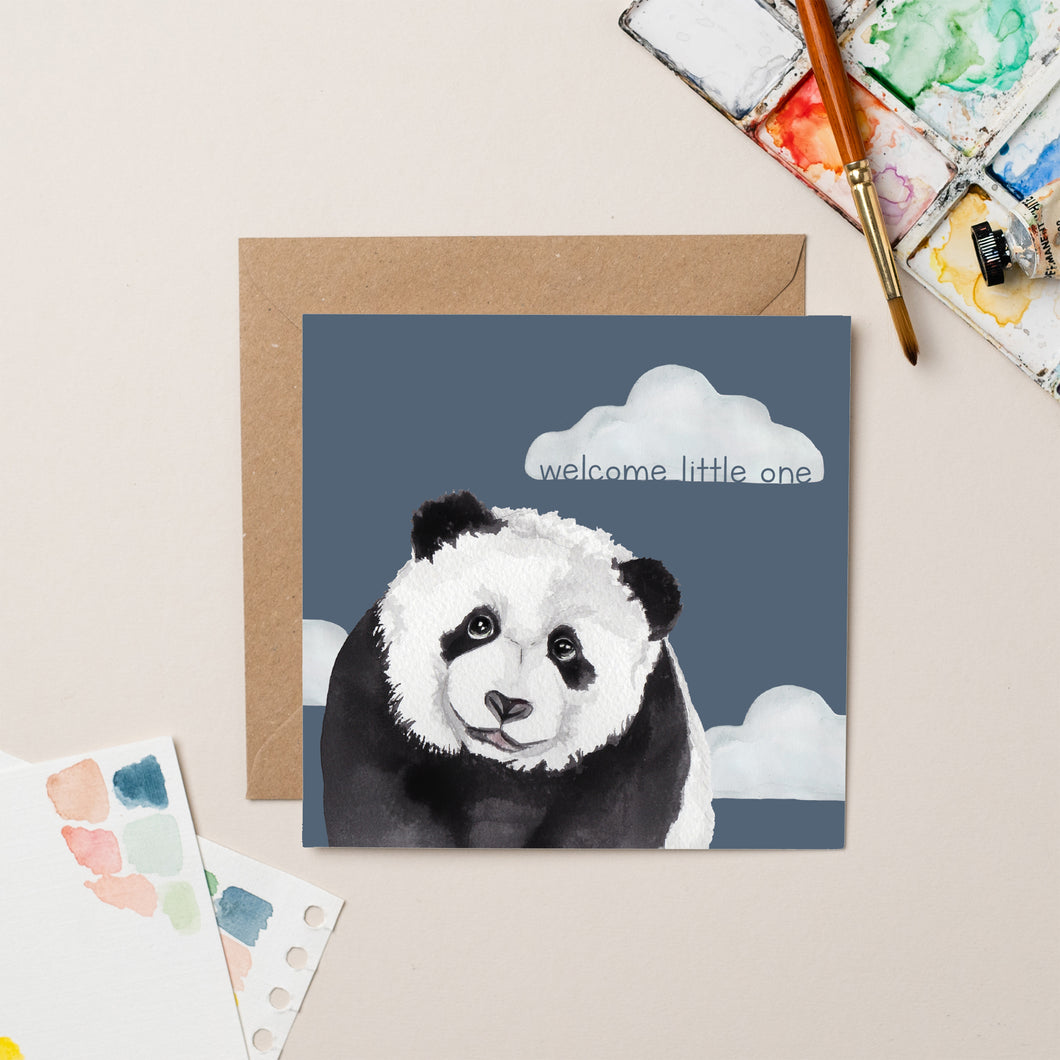 Welcome Little One Panda card - lil wabbit