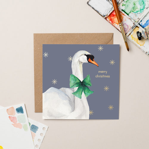 Gold Foil Swan Christmas Card - lil wabbit