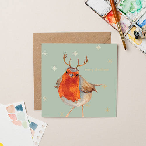 Gold Foil Robin Christmas Card - lil wabbit